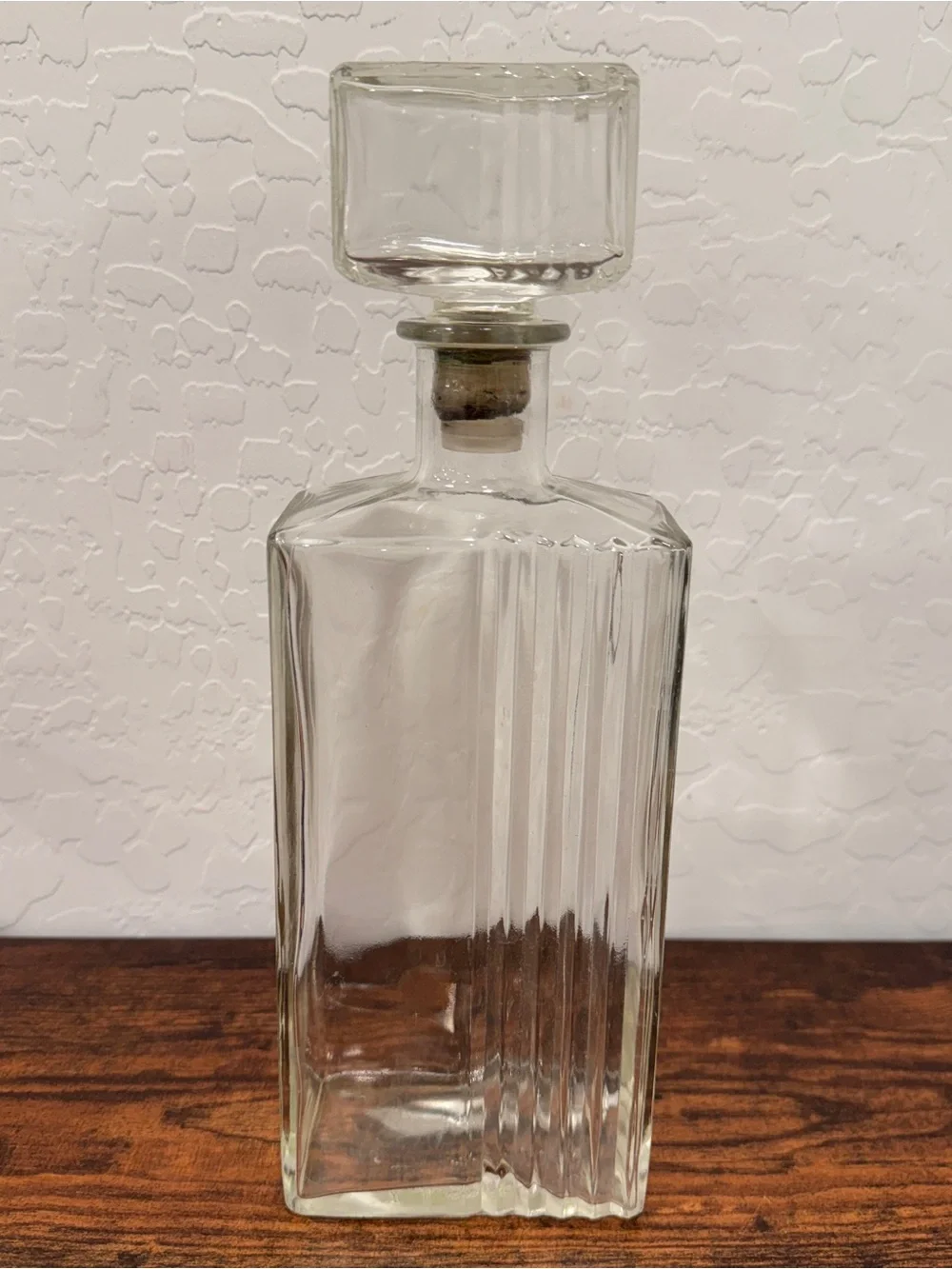 Vintage Seagrams Whiskey Clear Glass Decanter Ribbed Detail Clear Bar Cart MCM